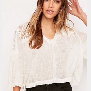 Free People Carry Me Away White Crochet Top Sz XS